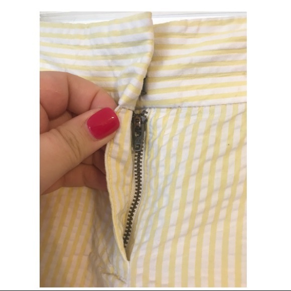 ❌SOLD❌J. Crew Factory Yellow Seersucker Shorts - Picture 2 of 5